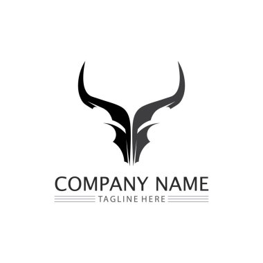 Boğa ve bufalo başlı inek maskotu logosu spor boynuzu hayvan memelilerinin baş logosu vahşi matador için tasarım vektörü