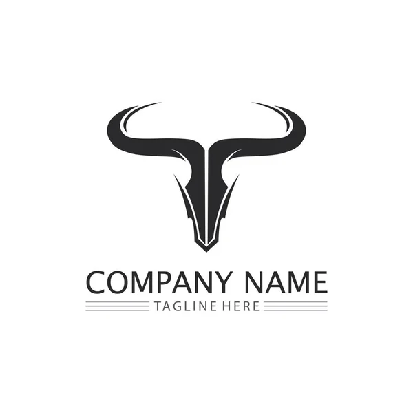 Taureau Buffle Logo Tête Vache Animal Mascotte Logo Vecteur Conception — Image vectorielle