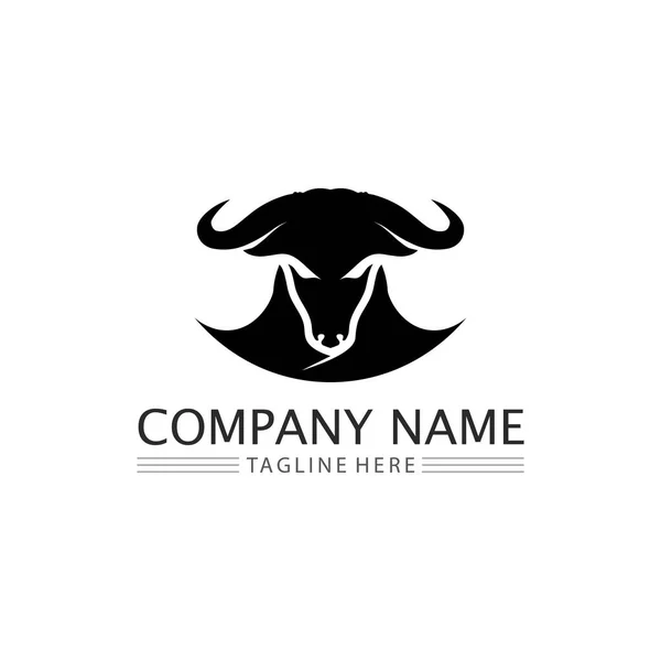 Bull Búfalo Cabeça Vaca Animal Mascote Logotipo Vetor Design Para — Vetor de Stock