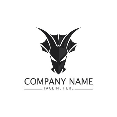 Dragon Design logo vektör simgesi çizim logo şablonu fantezi hayvanları