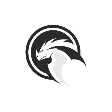 Dragon Design logo vektör simgesi çizim logo şablonu fantezi hayvanları