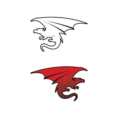 Dragon Design logo vektör simgesi çizim logo şablonu fantezi hayvanları