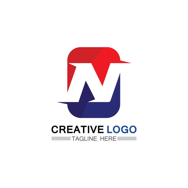 Nロゴフォント会社ロゴビジネスと手紙初期のNデザインベクトルとロゴのための手紙 — ストックベクタ