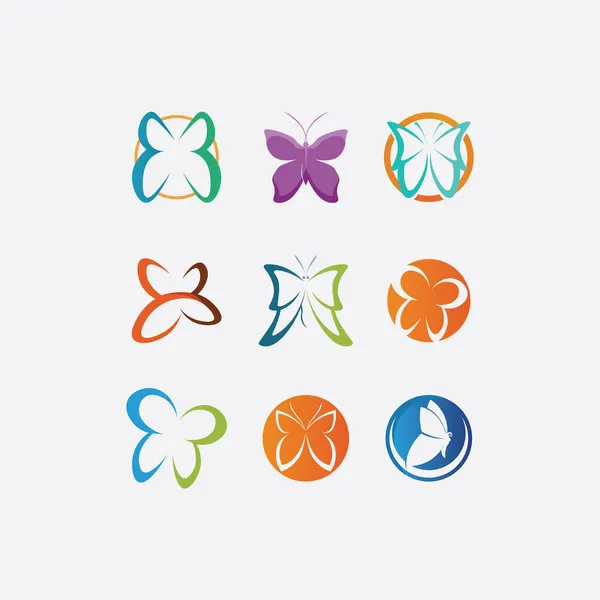 Vektorový Motýl Konceptuální Jednoduché Barevné Ikony Logo Vektorové Ilustrace — Stockový vektor