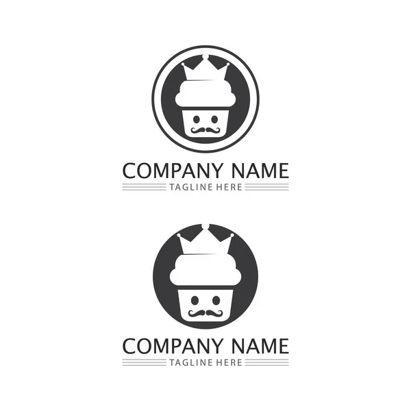 Κέικ Και Αρτοποιίας Εικονίδιο Σχέδιο Λογότυπο Τροφίμων Διάνυσμα Ψωμί Και — Διανυσματικό Αρχείο