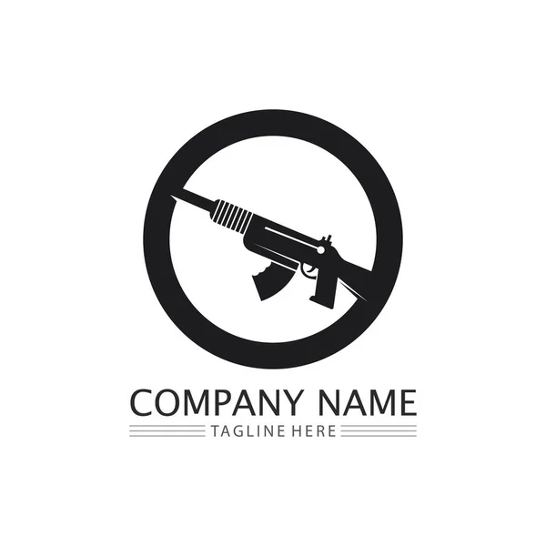 Logo Pistolet Soldat Armée Tireur Élite Vectoriel Design Illustration Revolver — Image vectorielle