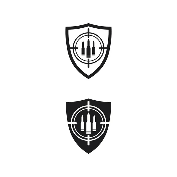 Logotipo Arma Soldado Exército Atirador Tiro Vetor Design Ilustração Militar — Vetor de Stock