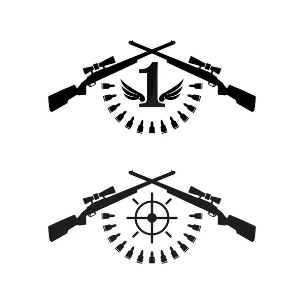 Pistola Logo Ejército Soldado Francotirador Disparo Vector Diseño Ilustración Militar — Vector de stock