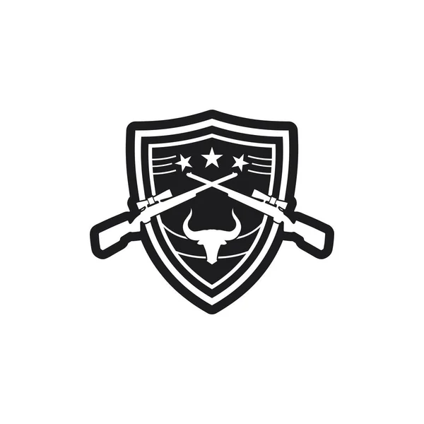 Gewehr Logo Und Heckenschütze Der Armee Erschossen Vektor Design Illustration — Stockvektor