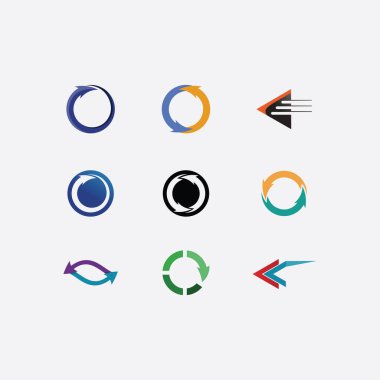 Ok simgesi logosu ve tasarım şekli, Müzik çalma düğmesi soyut simge vektör illüstrasyon şablonu tasarımı