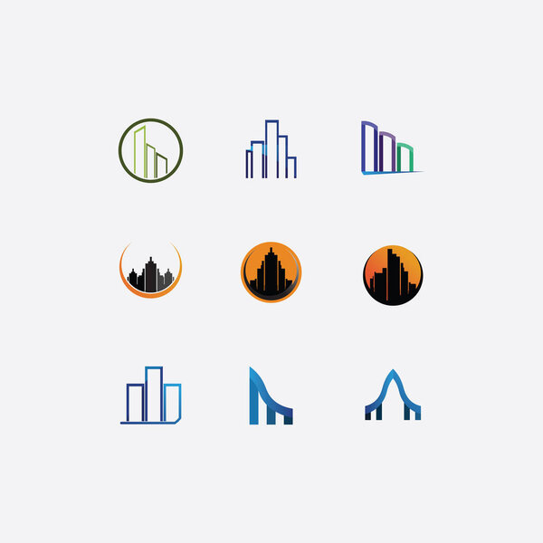 Real estate and home buildings vector logo icons template