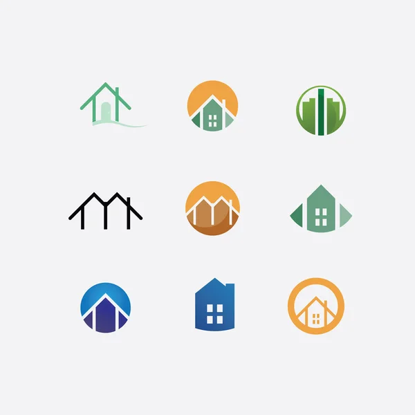 Real Estate Home Buildings Vector Logo Icons Template — Stock Vector