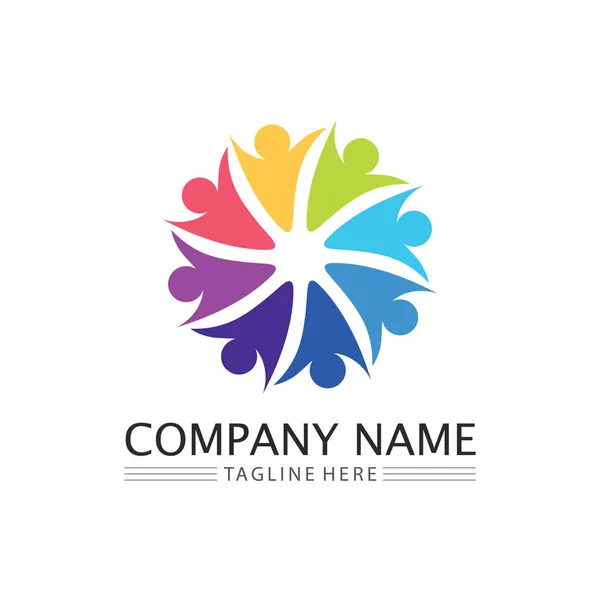 Logotipo Gente Equipo Trabajo Personas Éxito Grupo Comunidad Empresa Del — Vector de stock