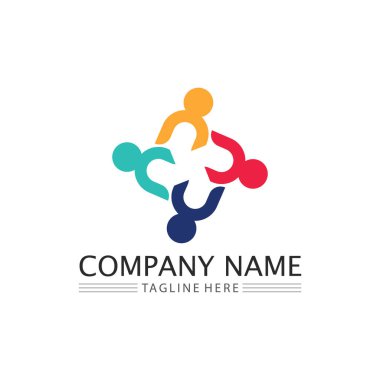 People Icon çalışması ve topluluk grubu Vektör illüstrasyon tasarım logosu