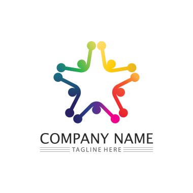 İnsan logosu ve topluluk simgesi çalışma grubu Vektör illüstrasyon tasarımı