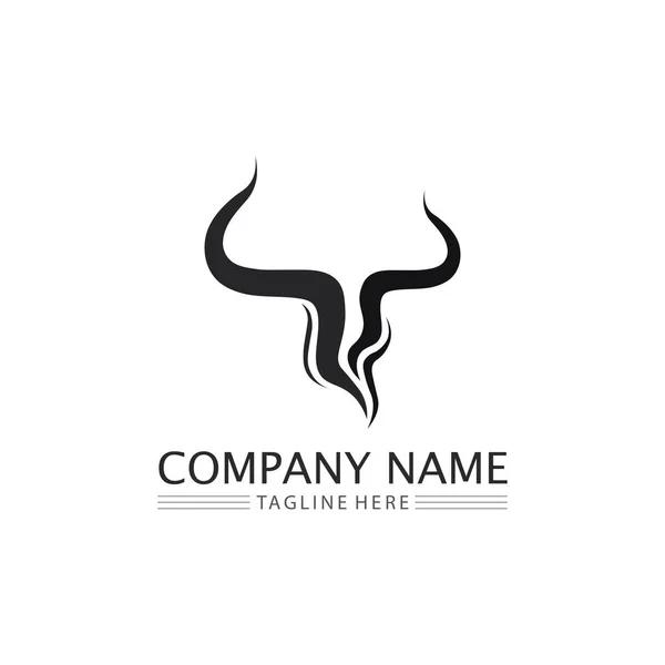 Toro Bufalo Testa Mucca Animale Mascotte Logo Vettore Progettazione Corno — Vettoriale Stock