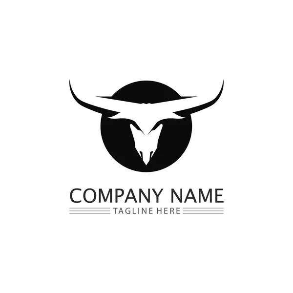 Bull Búfalo Cabeça Vaca Animal Mascote Logotipo Vetor Design Para — Vetor de Stock