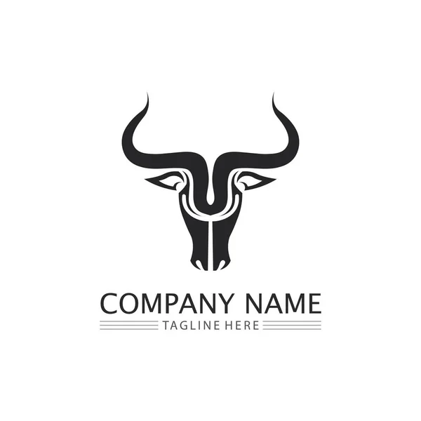 Toro Búfalo Cabeza Vaca Animal Mascota Logo Diseño Vector Para — Vector de stock