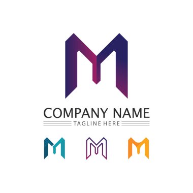 M Harfi Logosu ve iş ve kimlik için yazı tipi vektör çizim logosu