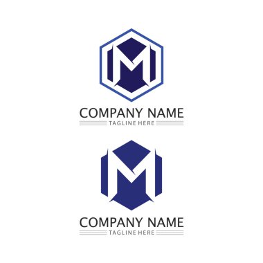 M Harfi Logosu ve iş ve kimlik için yazı tipi vektör çizim logosu