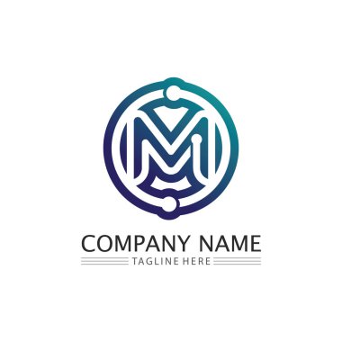 M Harfi Logosu ve iş ve kimlik için yazı tipi vektör çizim logosu