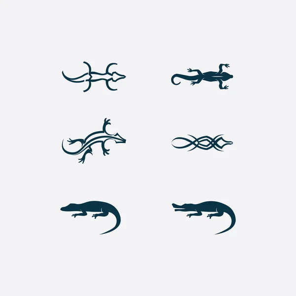 Ζωικό Φορέα Σαύρα Salamander Gecko Κροκόδειλος Και Ερπετά Σχεδιασμό Λογότυπο — Διανυσματικό Αρχείο