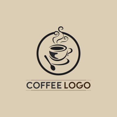Kahve fincanı logosu sıcak içecek kahvesi ve çay ikonu vektör ikonu tasarımı