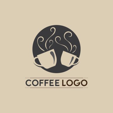 Kahve fincanı logosu sıcak içecek kahvesi ve çay ikonu vektör ikonu tasarımı