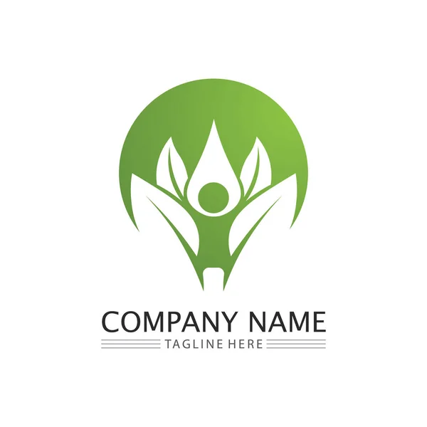 Business Vector Green Plant Ecoign Icon的叶绿素和自然树Logo — 图库矢量图片