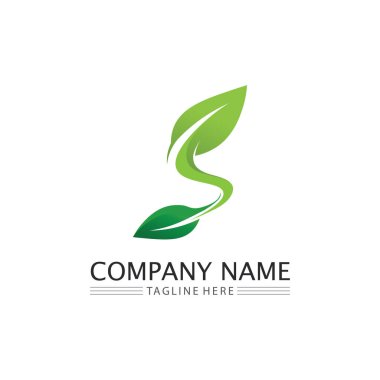 Yeşil ağaç yaprağı ekoloji doğa elementi vektörü logoları