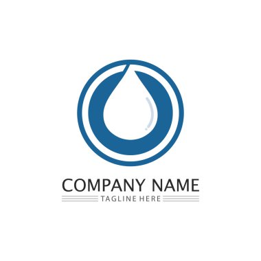 Su damlası ve dalga simgesi Logo Şablon vektör çizimi tasarımı