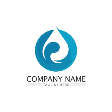 Su damlası ve dalga simgesi Logo Şablon vektör çizimi tasarımı