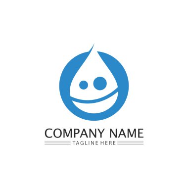 Su damlası ve dalga simgesi Logo Şablon vektör çizimi tasarımı