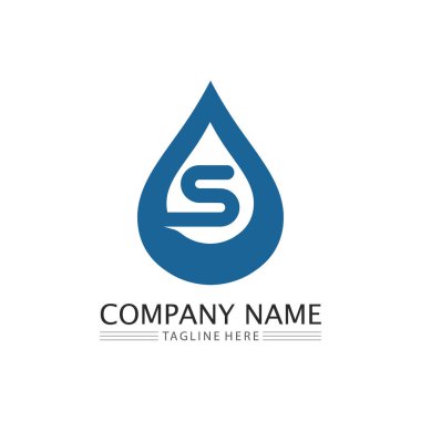 Su damlası ve dalga simgesi Logo Şablon vektör çizimi tasarımı