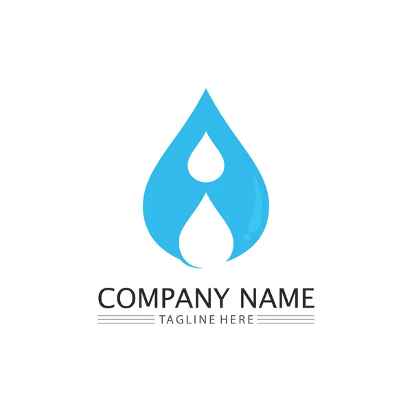 Gota Agua Icono Onda Logo Plantilla Vector Diseño Ilustración — Vector de stock