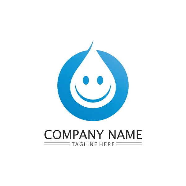 Water Drop Wave Icon Logo Template Vector Illustration Design —  Vetores de Stock