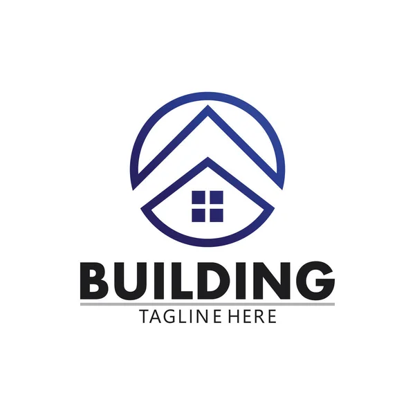 不動産と住宅の建物のベクトルのロゴアイコンテンプレート — ストックベクタ