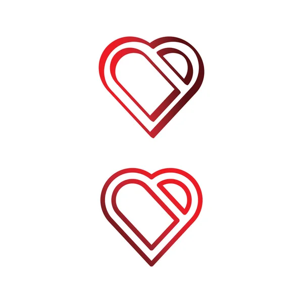 Logo Serca Piękna Miłość Wektor Ikona Walentynki Romantyczny Projekt Ilustracji — Wektor stockowy