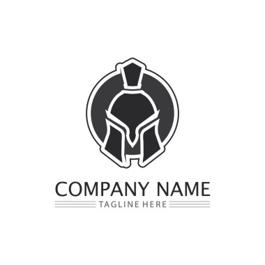 Sparta Miğfer logosu ve gladyatörü, güç, vintage, kılıç, güvenlik, efsanevi logo ve asker klasiği