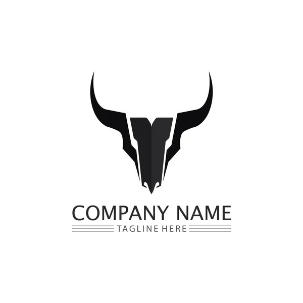 Taureau Tête Buffle Vache Animal Logo Mascotte Vecteur Conception Pour — Image vectorielle