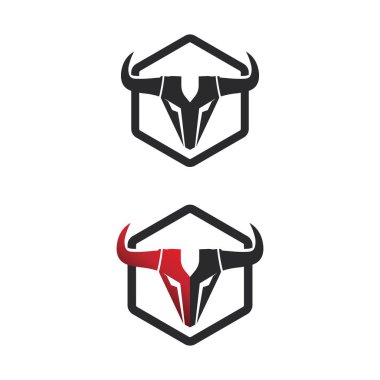 Boğa ve bufalo başlı inek maskotu logosu spor boynuzu hayvan memelilerinin baş logosu vahşi matador için tasarım vektörü