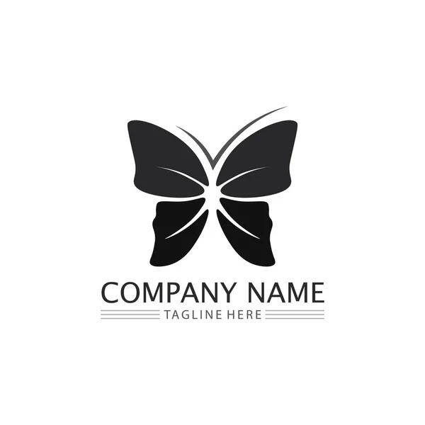 Schmetterling Und Schönheit Logo Design Tier Insekt Konzeptionelle Einfache Vektor — Stockvektor