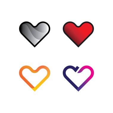 Kalp logosu ve Güzel Aşk Vektörü ikonu sevgililer günü ve romantik illüstrasyon tasarım şablonu
