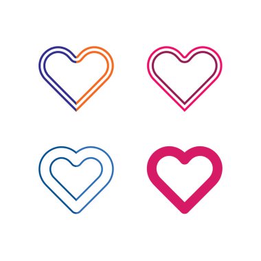 Kalp logosu ve Güzel Aşk Vektörü ikonu sevgililer günü ve romantik illüstrasyon tasarım şablonu