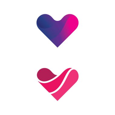 Kalp logosu ve Güzel Aşk Vektörü ikonu sevgililer günü ve romantik illüstrasyon tasarım şablonu