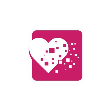 Kalp logosu ve Güzel Aşk Vektörü ikonu sevgililer günü ve romantik illüstrasyon tasarım şablonu