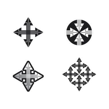 Müzik, ortam, oyun, dijital ses ve hız, finans, iş şablonu logosu için ok logosu vektörü