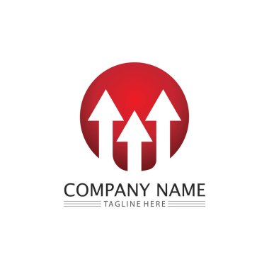 Müzik, ortam, oyun, dijital ses ve hız, finans, iş şablonu logosu için ok logosu vektörü