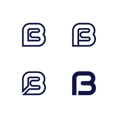 B harfi ve b logosu modern konseptle tasarlandı. Simge harfi b vektör resimleme şablonu