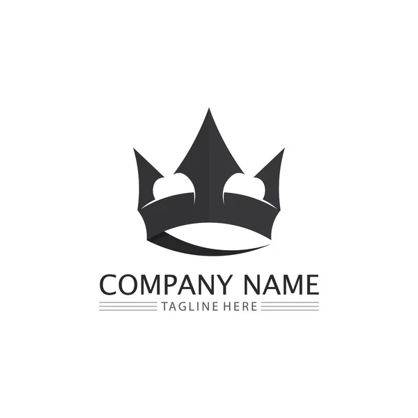 Logo Couronne Logo Roi Logo Reine Princesse Modèle Vectoriel Icône — Image vectorielle